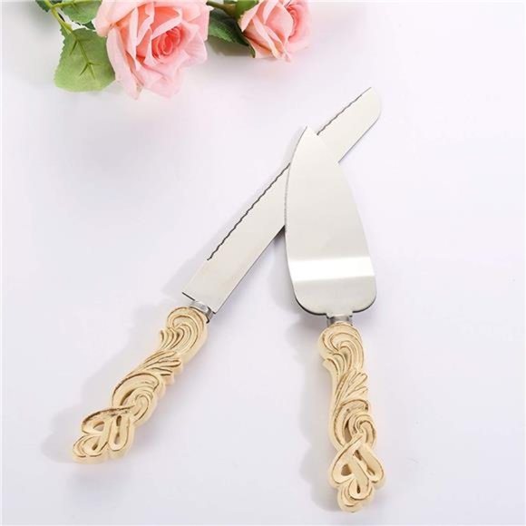 Vintage Style Wedding Cake Knife and Serving Set Wedding Cake Knife (Set of 2) - Picture 5 of 7